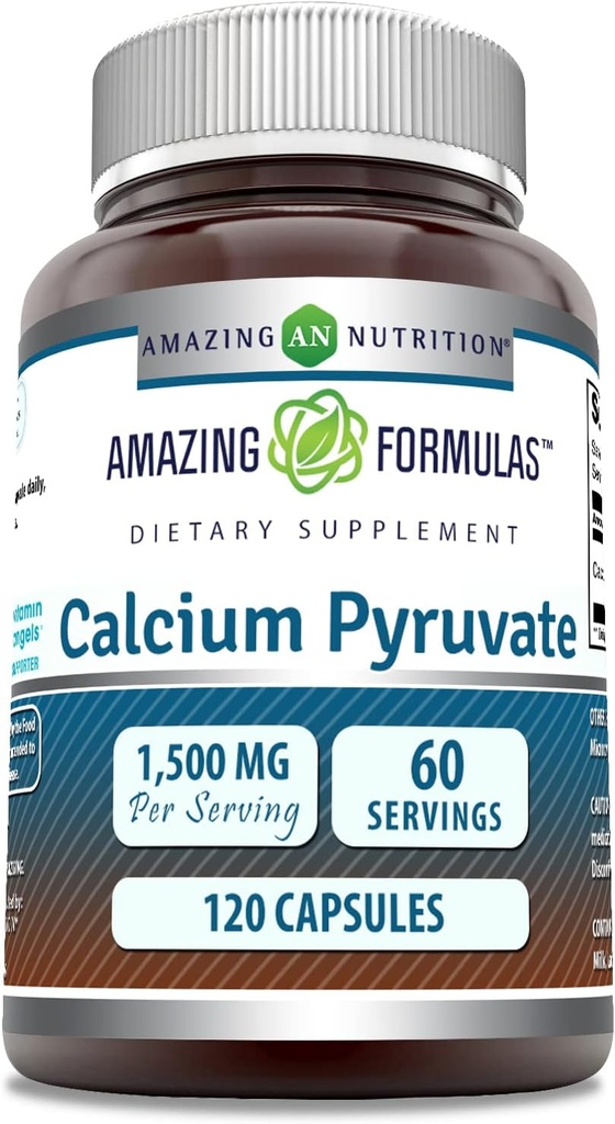 Amazing Formulas Calcium Pyruvate Supplement | 1500 Mg per Serving | Capsules | Non-GMO | Gluten-Free | Made in USA (120 Count, 1 Pack) 2