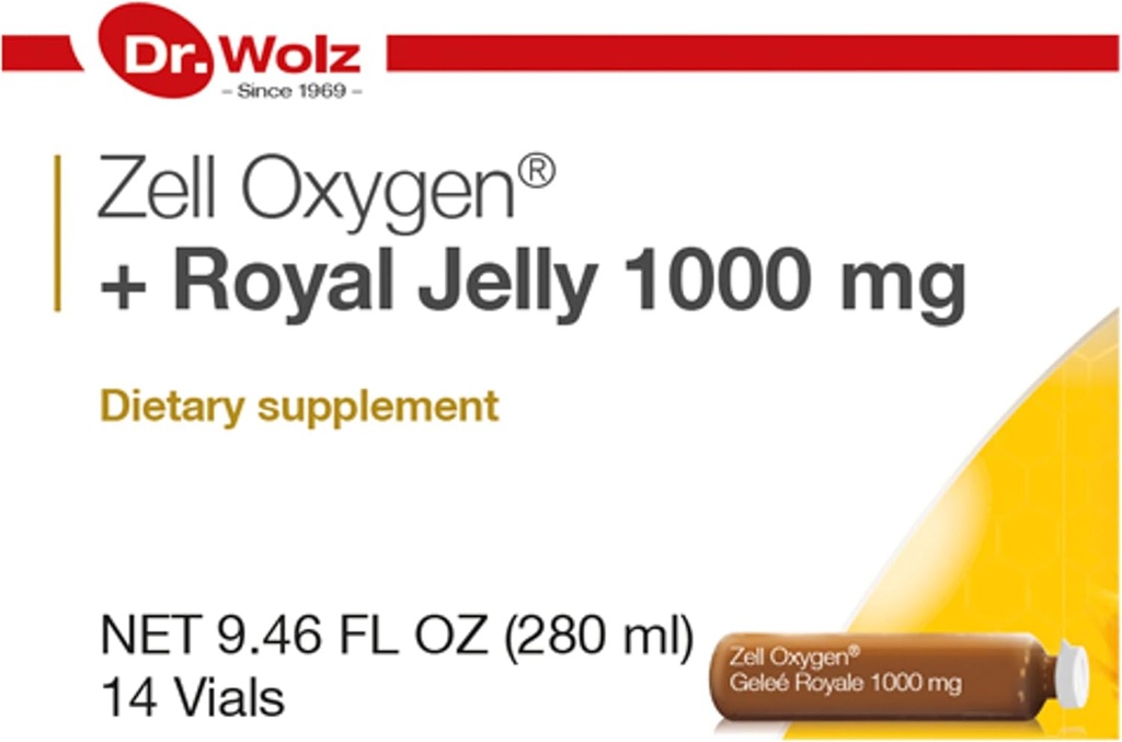 Dr. Wolz Zell Oxygen + Royal Jelly 1000 mg Supplement (14 Vials) Pure Bee Gold, Vitamin B, Biotin | Energy Metabolism Booster | Help Restore Healthy, Radiant Skin 4