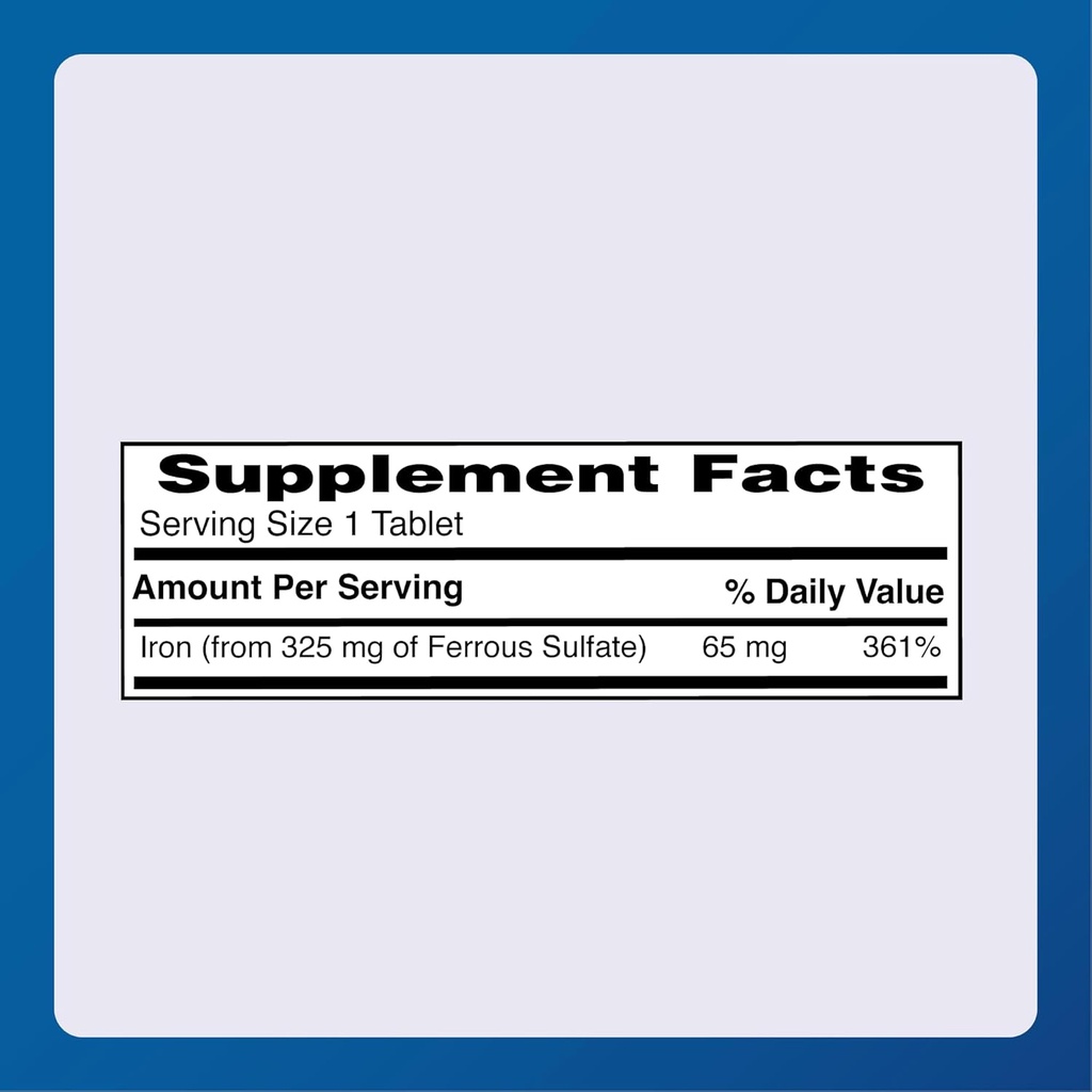 Major FeroSul - Ferrous Sulfate 325 mg Tablets - Iron Supplement for Women and Men - Specially Coated Easy-to-Swallow Tablets - Red - 1000 Count 5