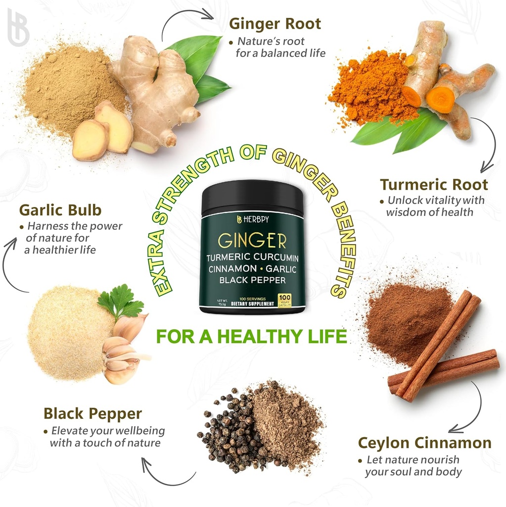 Bundle 5in1 Ginger Supplement & 6in1 Beet Root Capsules - Supports Heart Health, Immune and Digestive 4