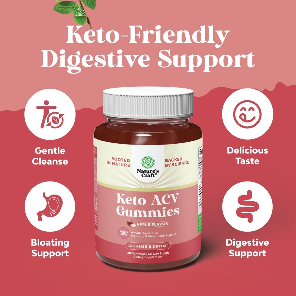Extra Strength Keto ACV Gummies - Vegan Keto Apple Cider Vinegar Gummies Sugar Free and Delicious for Slimming Cleanse and Detox Goals - Non GMO Apple Cider Vinegar with The Mother (2 Months) 6