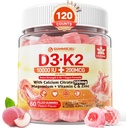 Vitamin D3 K2 Filled Gummies 5000IU / 10,000 IU with 500mg Calcium + K2(MK-7) 200mcg, Magnesium, Vitamin C & Zinc, Extra Strength - Ultimate Absorbency for Bones Muscles Teeth, Vegan -- Pack of 2 2