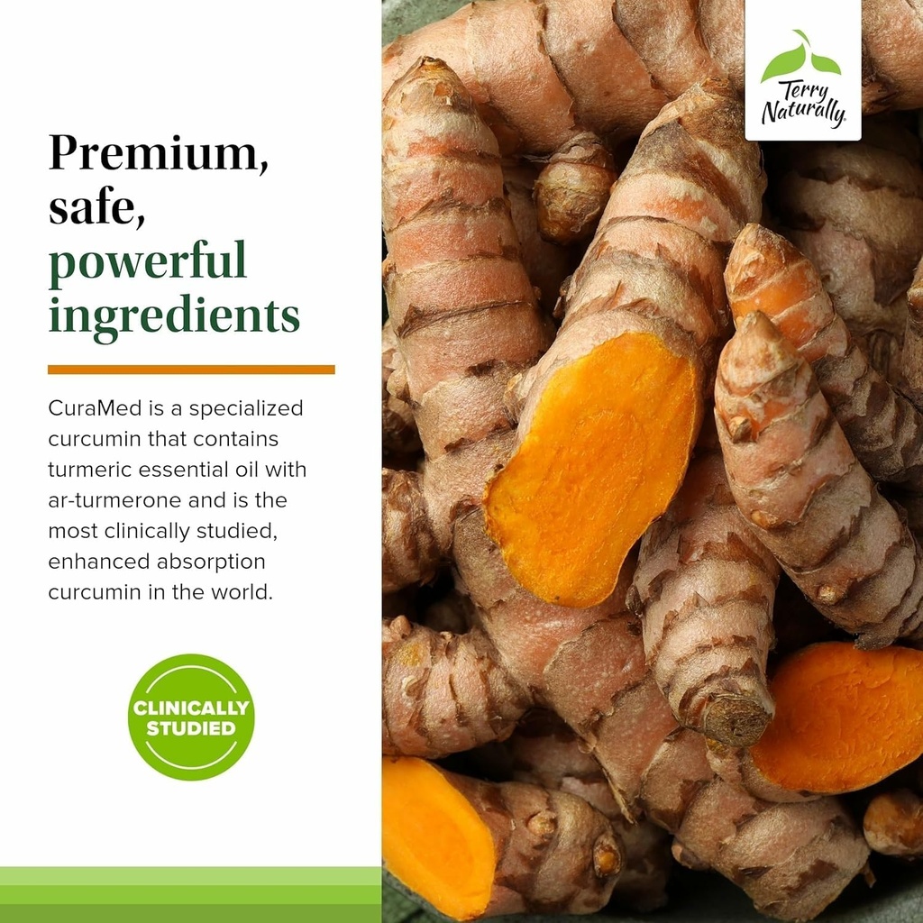 Terry Naturally CuraMed 750mg - Antioxidant Supplement for Brain & Heart Health - Supplement with High-Potency Curcumin Complex - Kidney, Liver & Immune Health Support - 60 Softgels (Pack of 3) 5