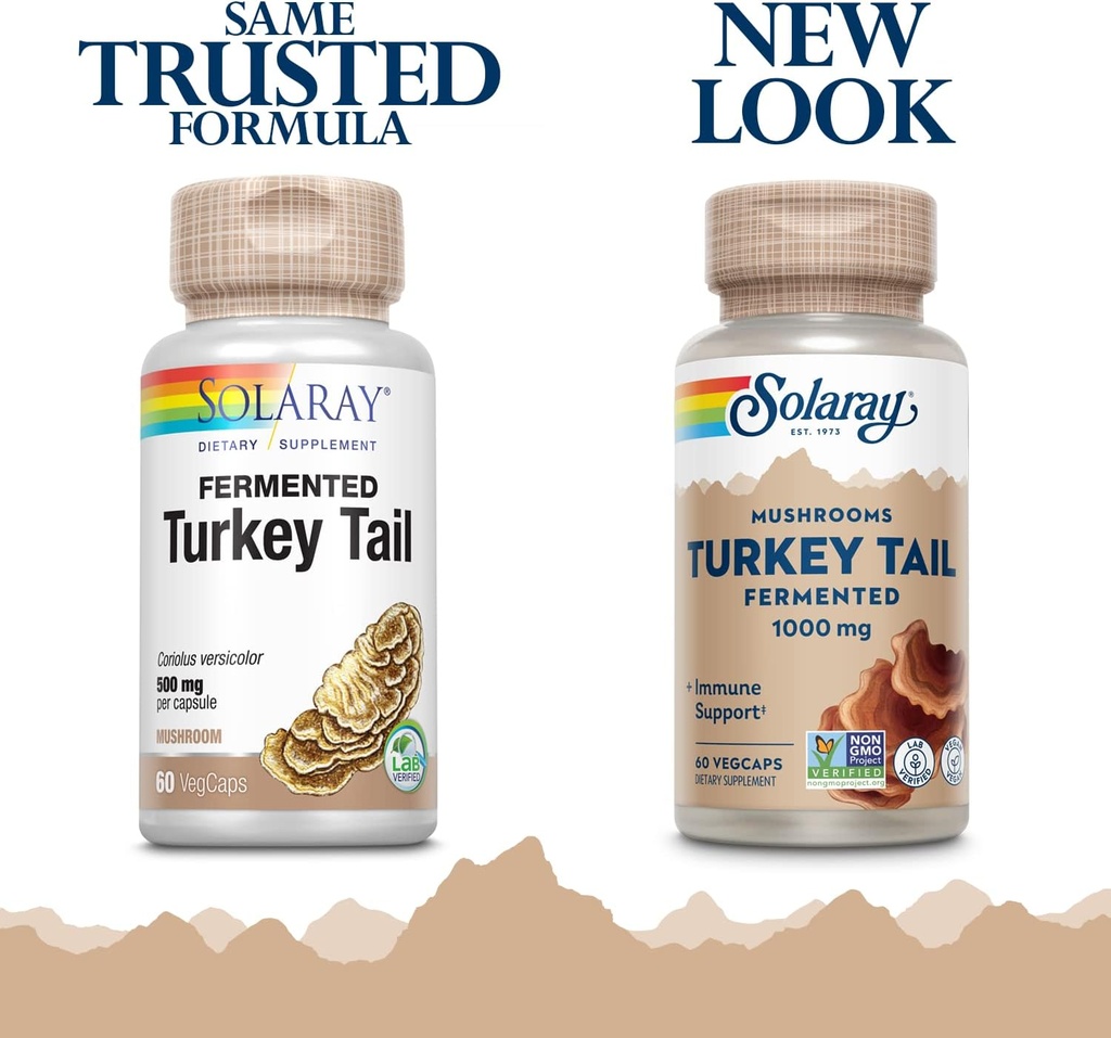 SOLARAY Fermented Turkey Tail Mushroom Supplement 1000mg - Overall Wellness Support - Turkey Tail Mushroom Capsules with Organic Mushrooms - Vegan, Non-GMO, Lab Verified, 60-Day Guarantee, 30 Servings 3