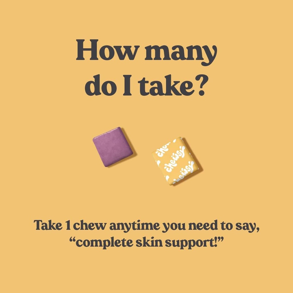 Chewsy Youthful Skin, Fruity Chews Vitamins, Radiance & Hydration Formula, Hyaluronic Acid, Grape Seed Extract, Antioxidants & Minerals, Vitamins Raspberry Lemonade Flavor 30-Day Supply 6