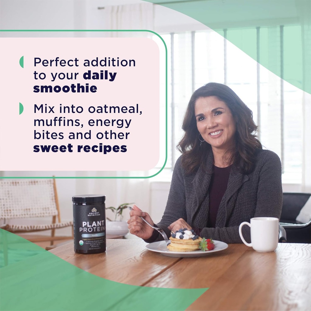 Ancient Nutrition Organic Plant Protein +, Vegan Plant Based Protein Powder, Vanilla, Formulated by Dr. Josh Axe, Dairy-Free, Gluten-Free, Non-GMO, No Sugar Added, Paleo Friendly Supplement 11.5 oz 6