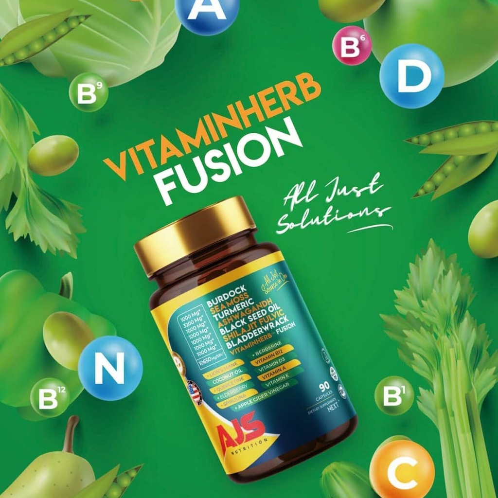 AJS Sea Moss Capsules 3200mg, Himalayan Shilajit 1000mg with Black Seed Oil, Ashwagandha, Turmeric, Bladderwrack, Burdock, Vitamins, Berberine, Lion’s Mane Mushroom, Elderberry- 90 Caps 3