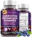 (2 Pack) Quercetin Gummies with Bromelain Zinc Elderberry Vitamin C D3 K2, Quercetin 1000mg Supplement with Bromelain 500mg for Cardiovascular, Immune System & Allergy, Vegan Gummy for Adult & Kid 2