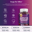 (2 Pack) Quercetin Gummies with Bromelain Zinc Elderberry Vitamin C D3 K2, Quercetin 1000mg Supplement with Bromelain 500mg for Cardiovascular, Immune System & Allergy, Vegan Gummy for Adult & Kid 3