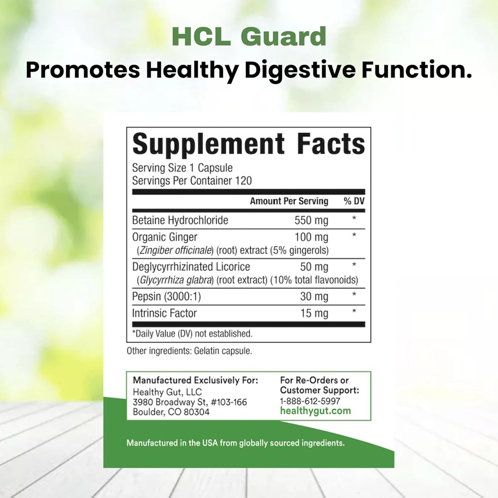 Healthy Gut HCL Guard+ | Promotes Healthy Digestive Function | Betaine Hydrochloride, Organic Ginger Root, DGL, and Pepsin | 60 Servings 3