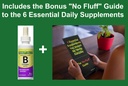 Vitamin B Complex Sublingual Liquid Drops for Adults with Vitamin B6, Vitamin B12, Niacin, Riboflavin, Pantothenic Acid - Energy Bundle w/ 'No Fluff' Guide© 3