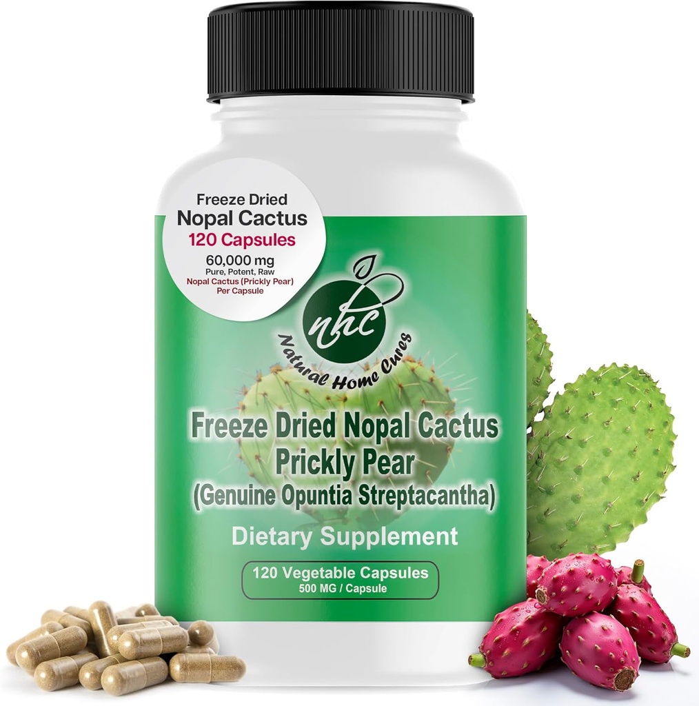 Nopal Cactus Capsules - Freeze Dried Prickly Pear Extract - Fiber Supplement for Metabolic Health Support - Rich in Betalains & Nitrates - Non-GMO - 120 Veggie Caps (1 Bottle) 2