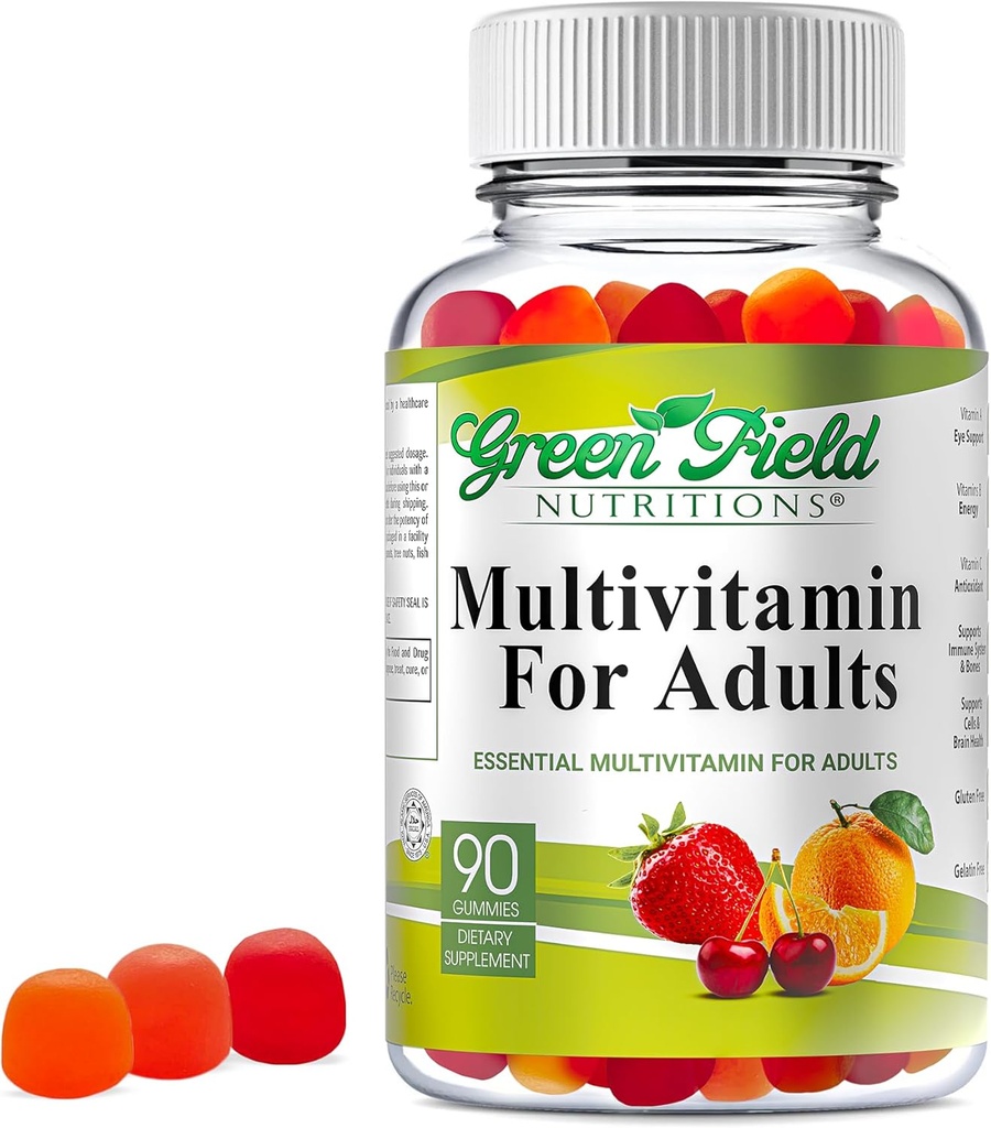 Greenfield Nutritions Halal Multivitamins for Adults | 90 Halal Vitamins for Women & Men | All Essential Gelatin Free Halal Gummy Vitamin, Mineral, Folic Acid, Biotin, Gluten Free, Non-GMO, Vegetarian 2