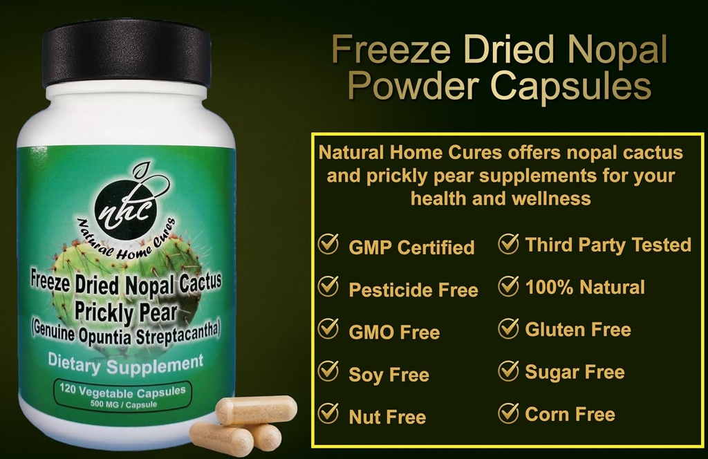 Nopal Cactus Capsules - Freeze Dried Prickly Pear Extract - Fiber Supplement for Metabolic Health Support - Rich in Betalains & Nitrates - Non-GMO - 120 Veggie Caps (1 Bottle) 4