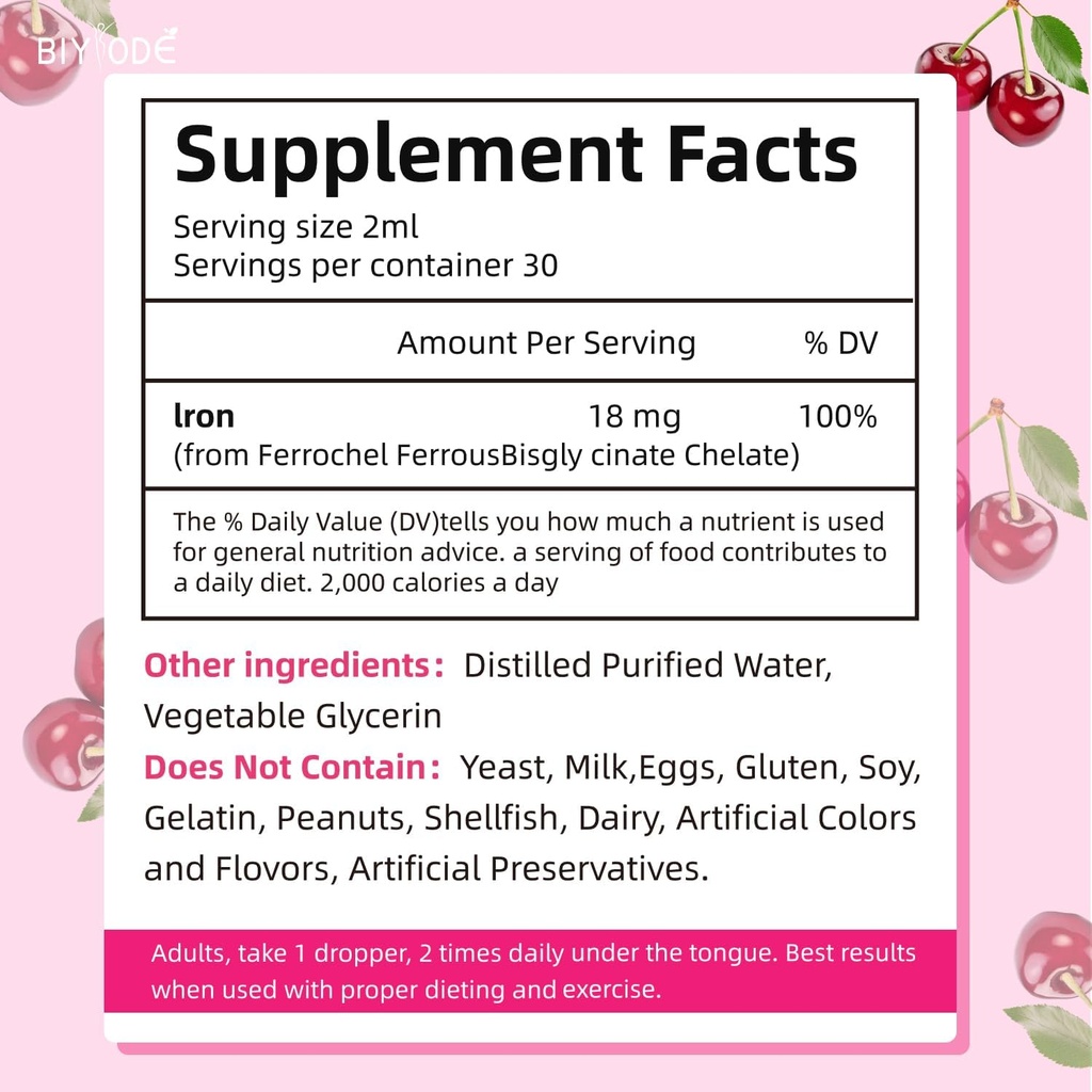 Iron Supplement for Women Drops: Liquid Iron Supplement with Vitamin C B12 & Folic Acid Gentle Absorption Energy Support Non-Constipating Formula Vegan Sugar-Free Drops 3