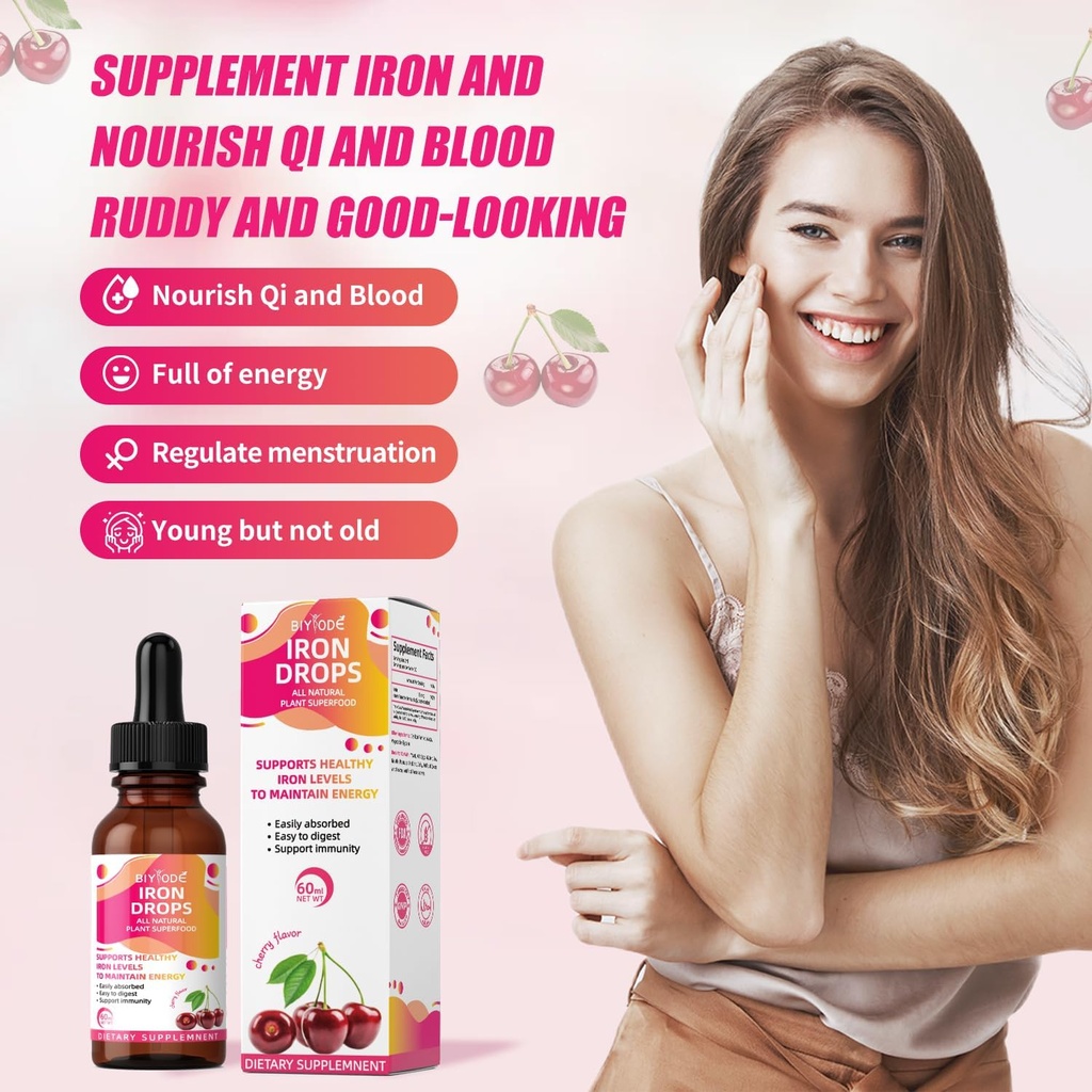 Iron Supplement for Women Drops: Liquid Iron Supplement with Vitamin C B12 & Folic Acid Gentle Absorption Energy Support Non-Constipating Formula Vegan Sugar-Free Drops 6