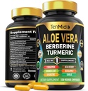 Aloe Vera Capsules Supplement - 12in1 Formula - Combine with Berberine, Turmeric, Ceylon Cinnamon, Banaba Leaf, Gymnema Sylvestre, Acai Berry, Bergamot, Garlic, and More - 120 Capsules 2