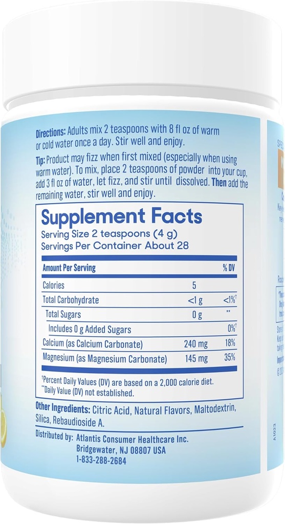 SlowMag® Magnesium Powder, Magnesium + Calcium Supplement Drink Mix, Raspberry Lemon Flavor, Supports Muscle Relaxation & Heart Health, 4oz 3