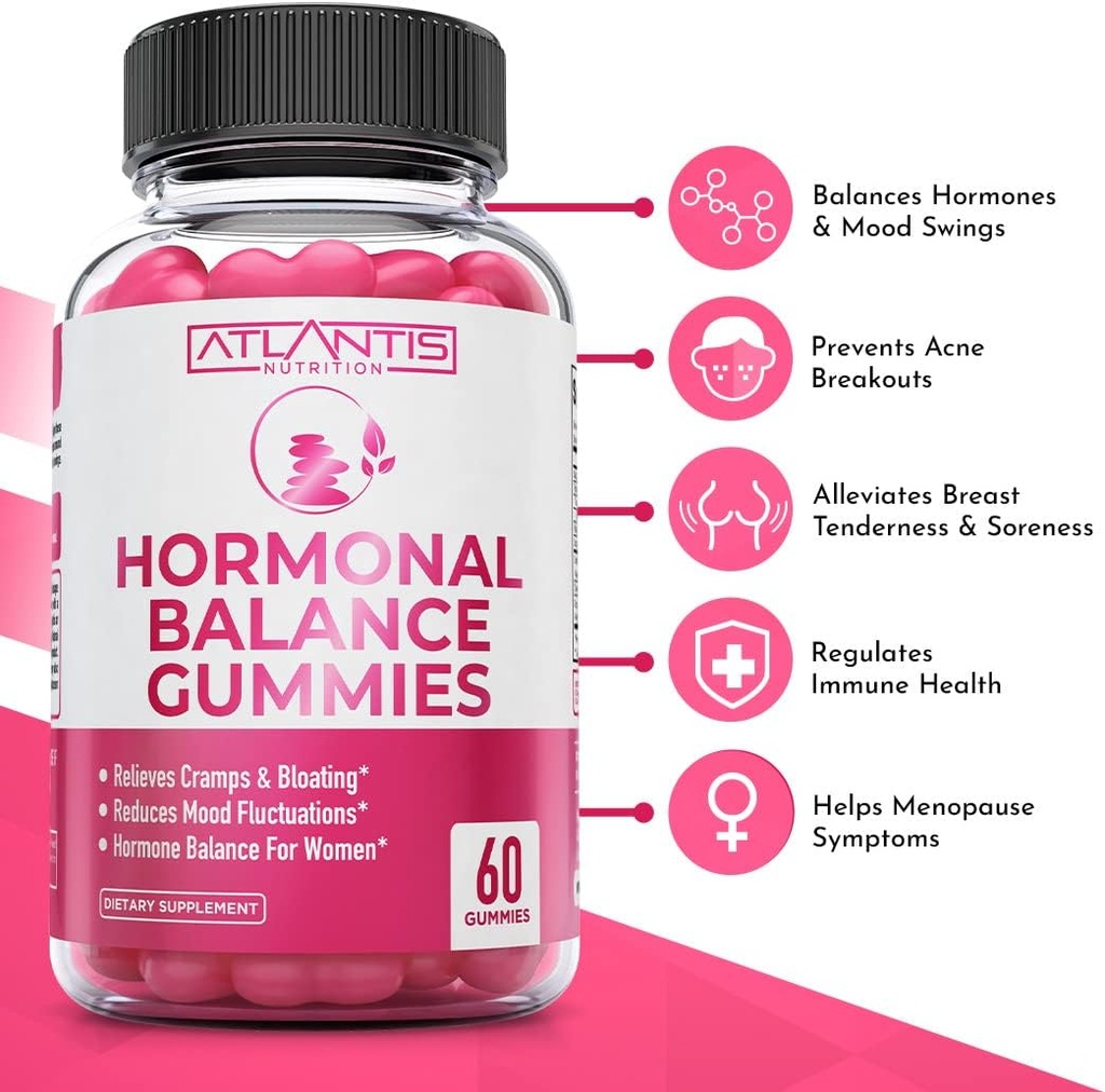 Atlantis Nutrition Hormonal Balance for Women & PMS Gummies + Ashwagandha Gummies + Magnesium Gummies 3
