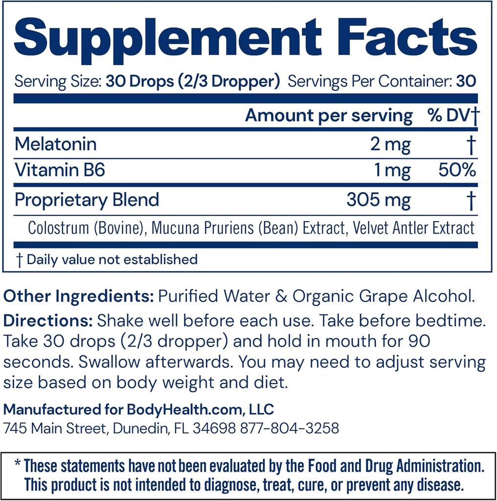 BodyHealth Optimum Sleep Assist, Natural Sleep Aid Vitamin with Melotonin and B6 for Adults, Supplement to Support Sleeping - 30 Servings 3