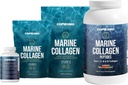 CORREXIKO Marine Collagen Supplement Pills & Powder Bundle - Includes 10,000mg Double Hydrolyzed Collagen Powder 1kg, 15 oz & 5oz and 1800mg Collagen Peptides 120 Capsules - for Hair, Skin & Nails 2