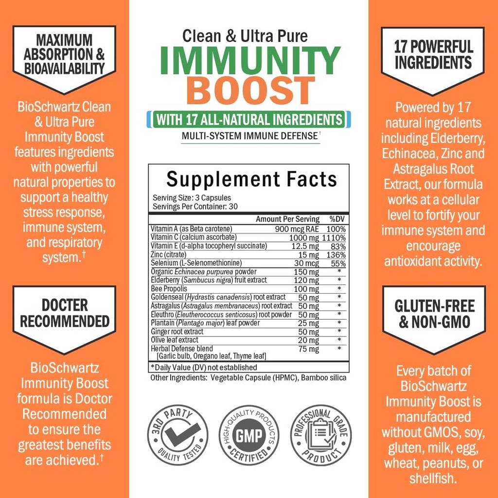BioSchwartz Daily Fruits and Veggies Supplement for Women and Men (1 Month Supply) Plus 17 in 1 Immune Support Supplement with Antioxidants (1 Month Supply) 3