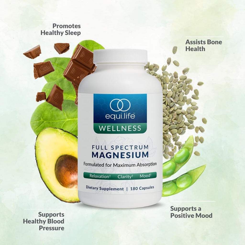 Equilife Full Spectrum Magnesium Supplement, Magnesium Glycinate, Citrate, & Malate, Bioavailable Mineral Blend, Dairy, Soy, & Gluten Free, Vegan, Non GMO, 180 Capsules 4