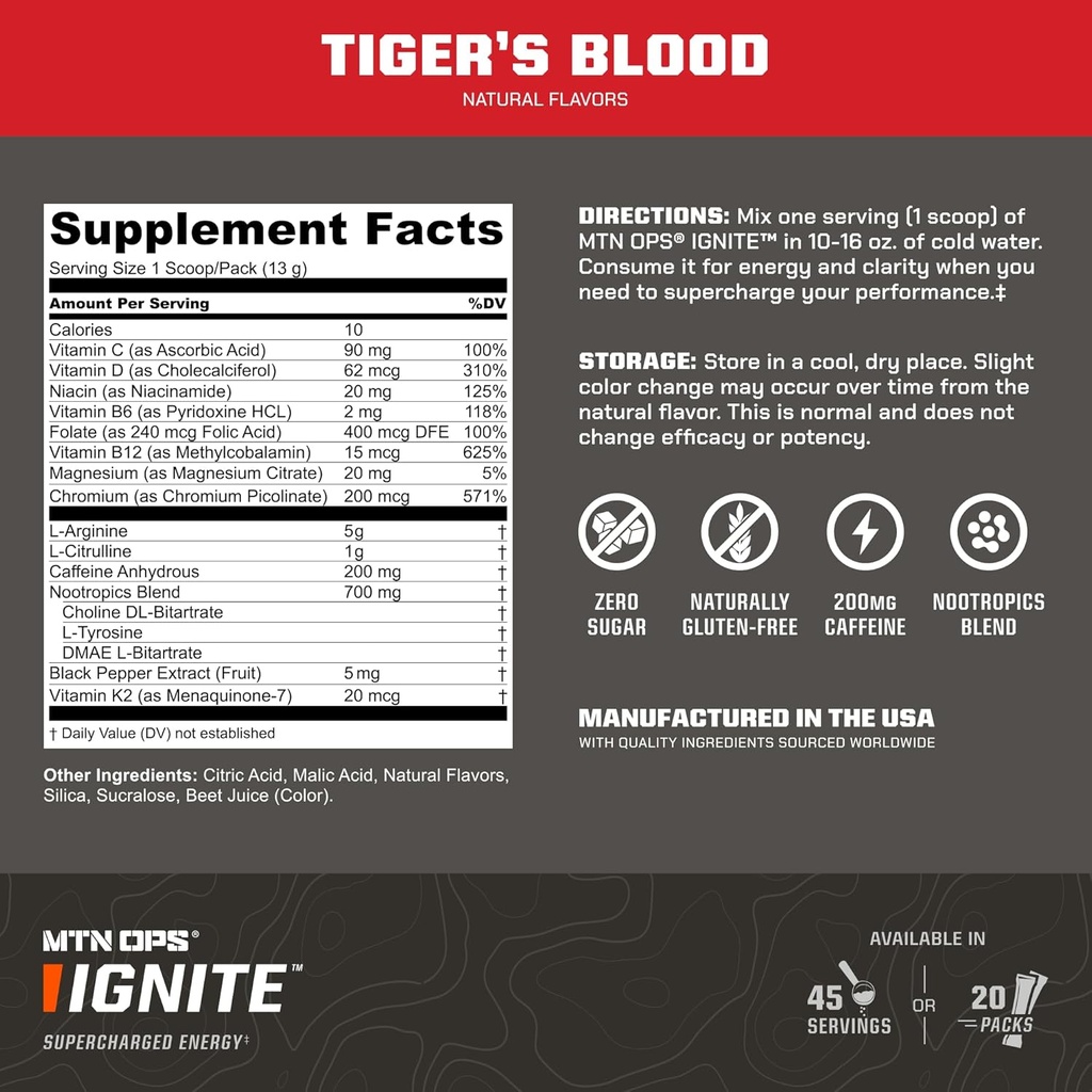 MTN OPS Ignite Tiger's Blood + Enduro Tiger's Blood Bundle 4