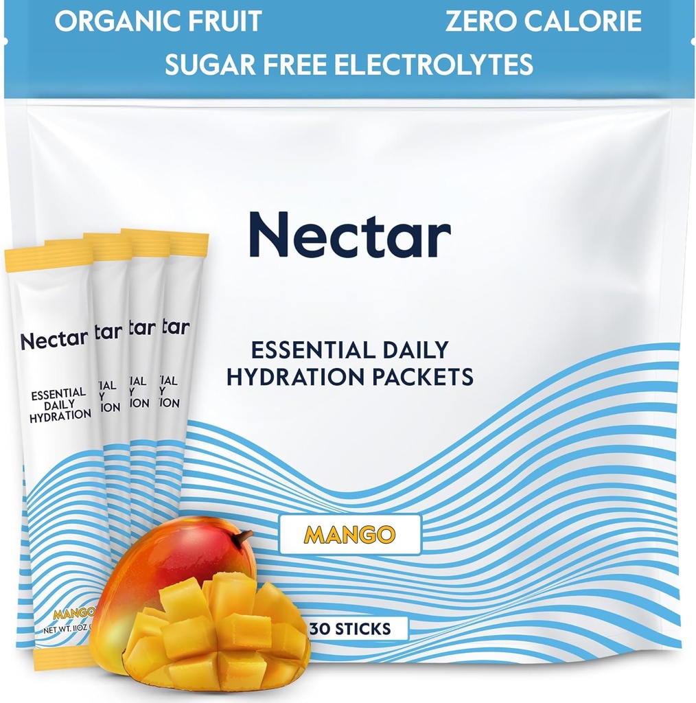 Nectar Hydration Packets - Electrolytes Powder Packets - Sugar Free & 0 Calorie - Organic Fruit Liquid Daily IV Electrolytes Powder for Dehydration Relief & Rapid Rehydration (Mango 30 Pack) 2