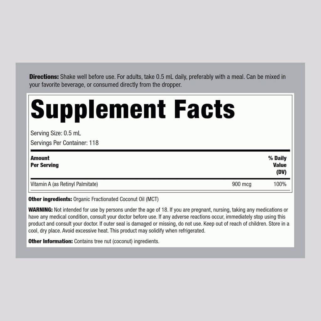 Piping Rock Vitamin A Liquid | 2 fl oz | Non-GMO, Gluten Free Supplement 3