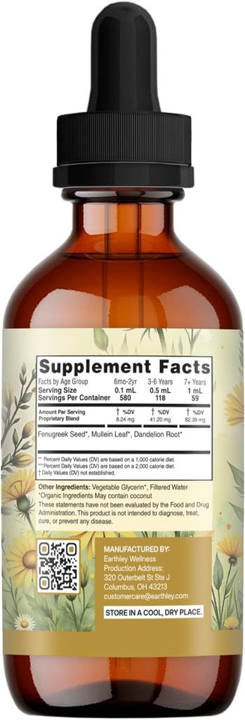 Earthley Wellness, Cough-B-Gone, Alcohol-Free Herbal Tincture for Kids & Adults (6 Months+), Cold and Cough Remedy, Soothes Sore Throats, Promotes Lung Health, and Detoxification (2oz, Kids) 3