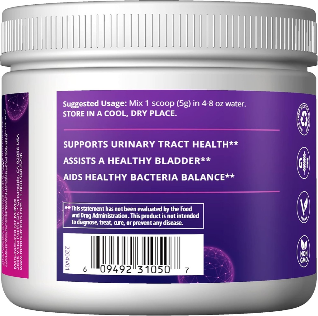 MRM Nutrition D-Mannose + Cranberry | Cranberry Flavored | Urinary Tract + Bladder Health | Low-Sugar | Gluten Free + Vegan | 40 Servings 4