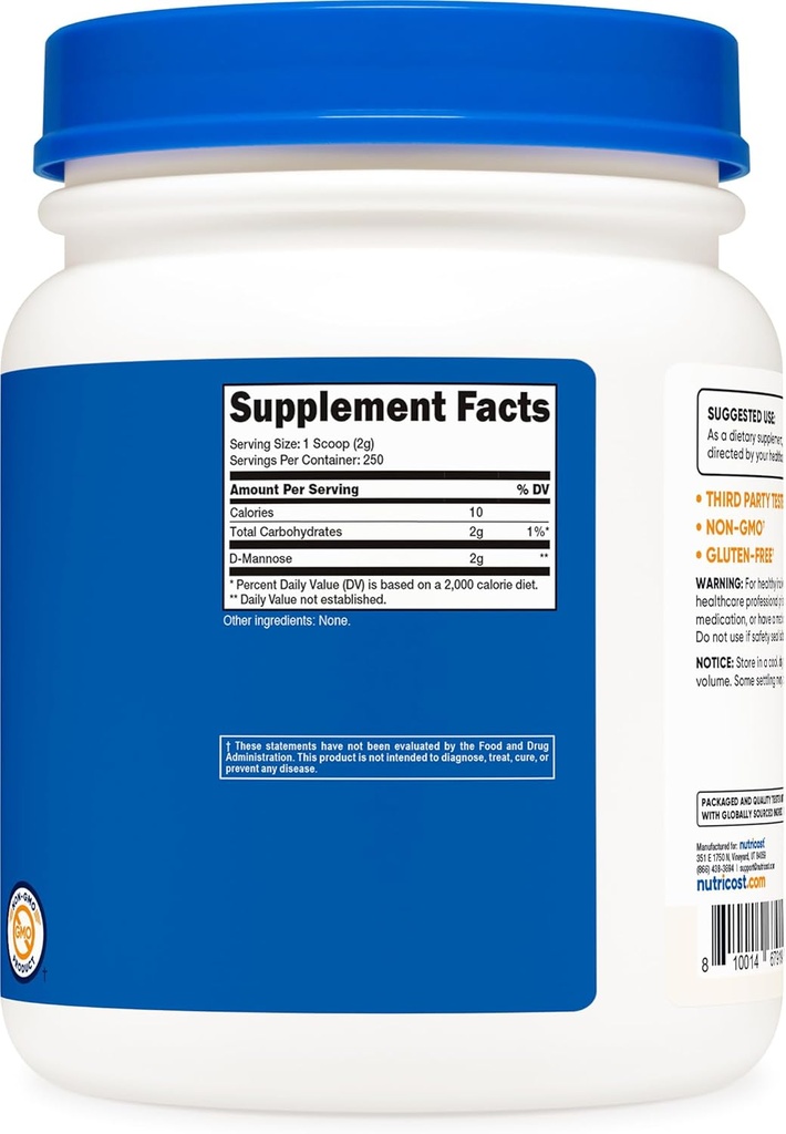 Nutricost D-Mannose Powder 500 Grams (250 Servings) - Vegan, Non-GMO and Gluten Free 6