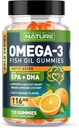 Omega 3 Fish Oil Gummies with EPA & DHA from Wild Fish - Triple Strength Omega 3 Fish Oil Gummy, Supports Healthy Heart, Brain & Immune System, Burpless & Natural - 60 Gummies, 30 Day Supply 2