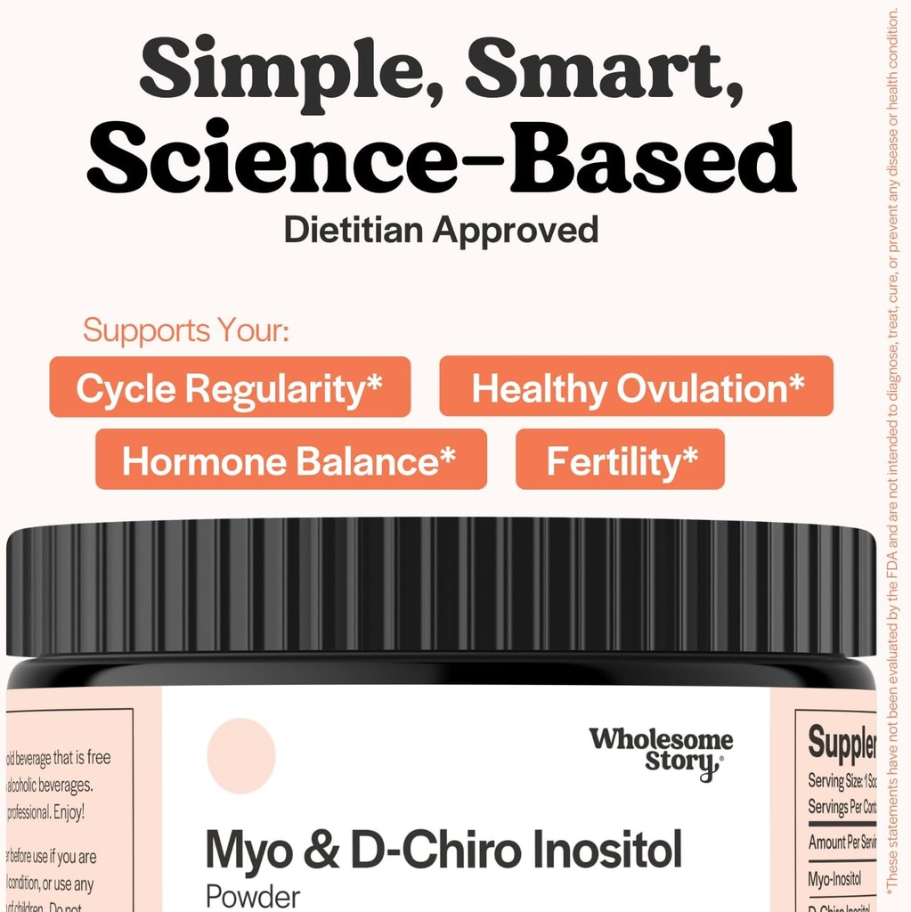 Myo-Inositol & D-Chiro Inositol Supplement Powder for Women | Hormonal Balance & Healthy Ovarian Function Support | Vitamin B8 | Great Alternative to Capsules | 40:1 Ratio | 90 Servings 3