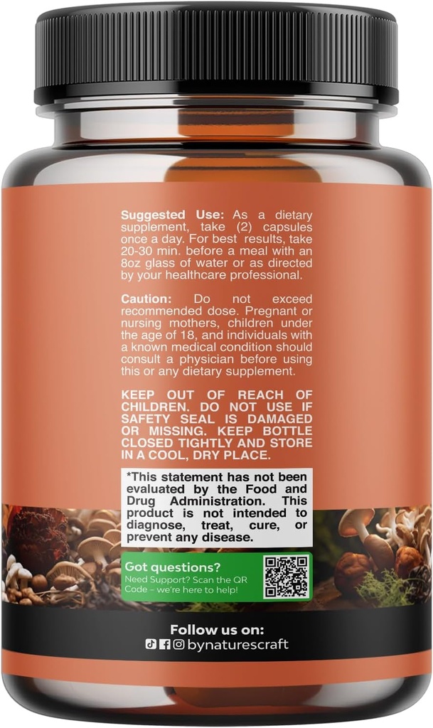 Advanced Mushroom Complex Capsules - 10X Lions Mane Supplement Capsules with Reishi, Chaga, Maitake & Shiitake for Brain Health Memory Support & Focus - Nootropic for Mental Clarity - 60 Caps 3