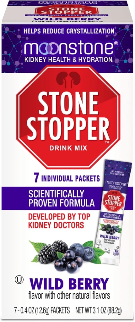 Stone Stopper Drink Mix, Wild Berry, Kidney Stone Prevention, Calcium Oxalate Protector, Alkali Citrate Support, Developed by Urologists to Improve Hydration and Support Kidney Health, 7 Day Supply 2