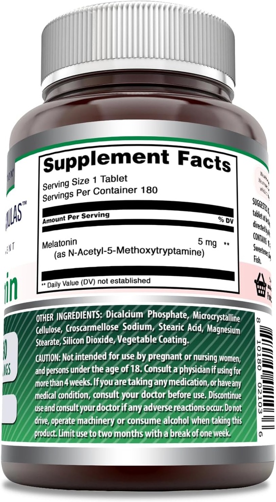 Amazing Formulas Melatonin Supplement | Unflavored | 5 Mg | 180 Tablets | Non-GMO | Gluten Free | Made in USA 3