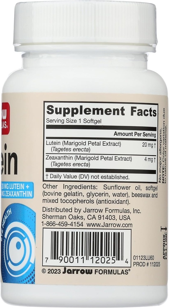 Jarrow Formulas Lutein Softgels, 20 Mg, 60 Ct 6