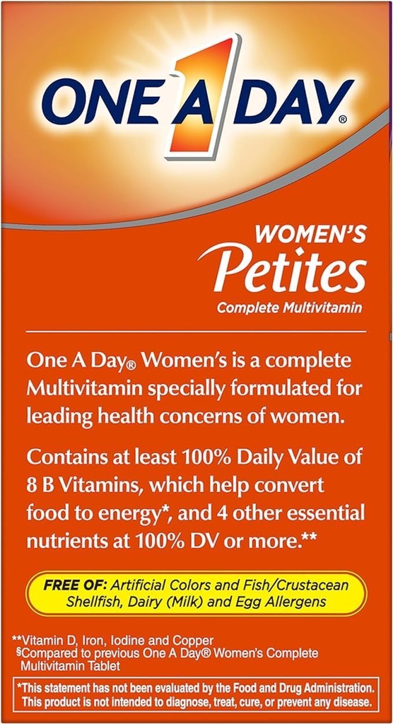 ONE A DAY Women’s Petites Multivitamin,Supplement with Vitamin A, C, D, E and Zinc for Immune Health Support, B Vitamins, Biotin, Folate (as folic Acid) & More,Tablet, 160 Count (Pack of 2) 4