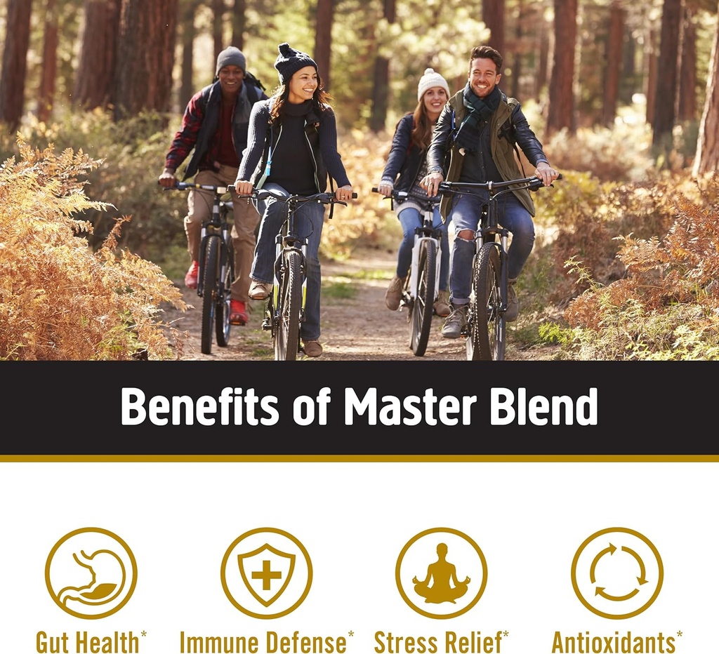 OM MUSHROOM SUPERFOOD Master Blend Mushrooms Capsule and Hot Chocolate Mushroom Powder Bundle 3