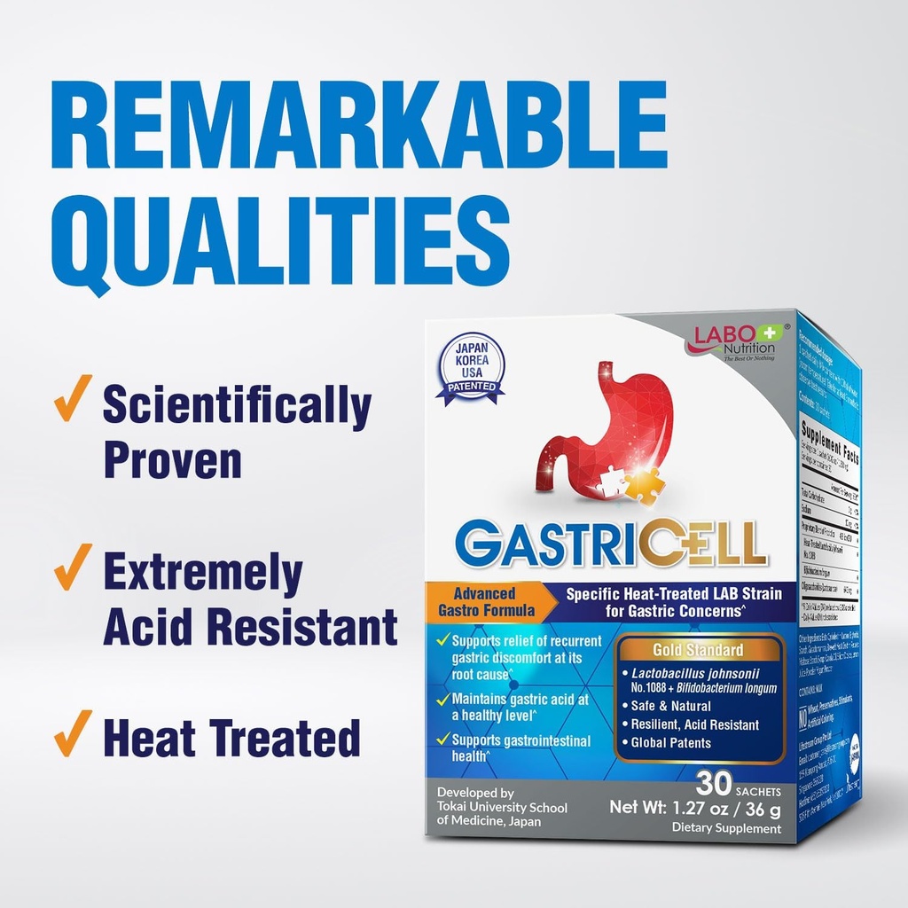 LABO Nutrition GASTRICELL - Acid Reflux, Heartburn, Recurring Gastric Discomfort, Natural Defence Against Gastric Distress 30 sachets 4