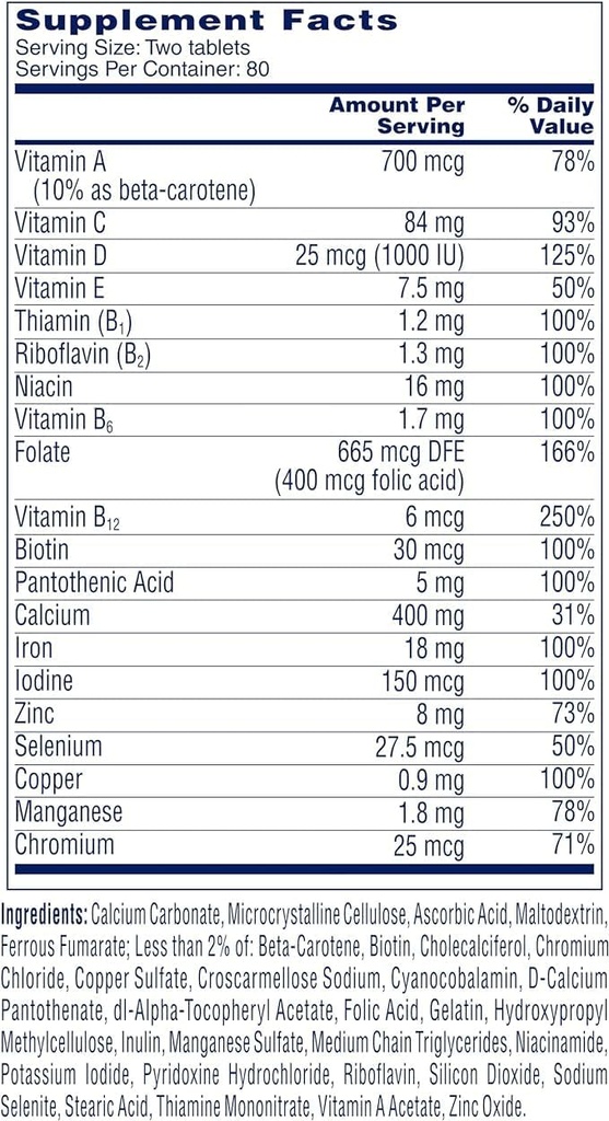 ONE A DAY Women’s Petites Multivitamin,Supplement with Vitamin A, C, D, E and Zinc for Immune Health Support, B Vitamins, Biotin, Folate (as folic Acid) & More,Tablet, 160 Count (Pack of 2) 5