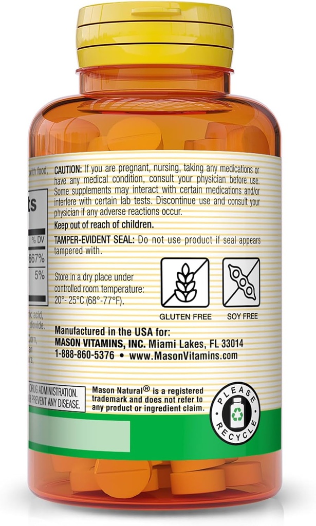 MASON NATURAL Biotin 800 mcg, Hair, Skin & Nail Health Support, High Potency Vitamin B7 Supplement, 60 Tablets (Pack of 3) 4