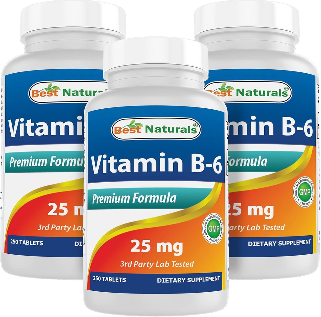 Best Naturals Vitamin B6 25mg 250 Tablets (250 Count (Pack of 3)) 2