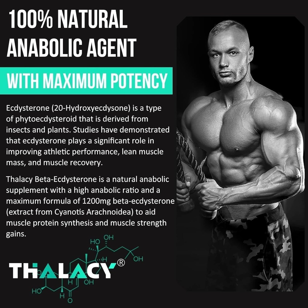 1200MG Beta Ecdysterone Supplement, 98% Maximum Purity Ecdysterone Supplements for Lean Muscle Mass, Athletic Performance & Strength, 120 Capsules 6