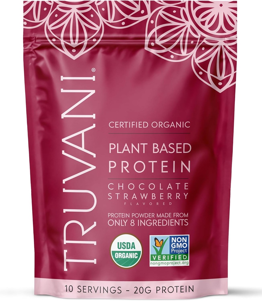 Truvani Vegan Pea Protein Powder | Chocolate Strawberry | 20g Organic Plant Based Protein | 10 Servings | Keto | Gluten & Dairy Free | Low Carb | No Added Sugar 2