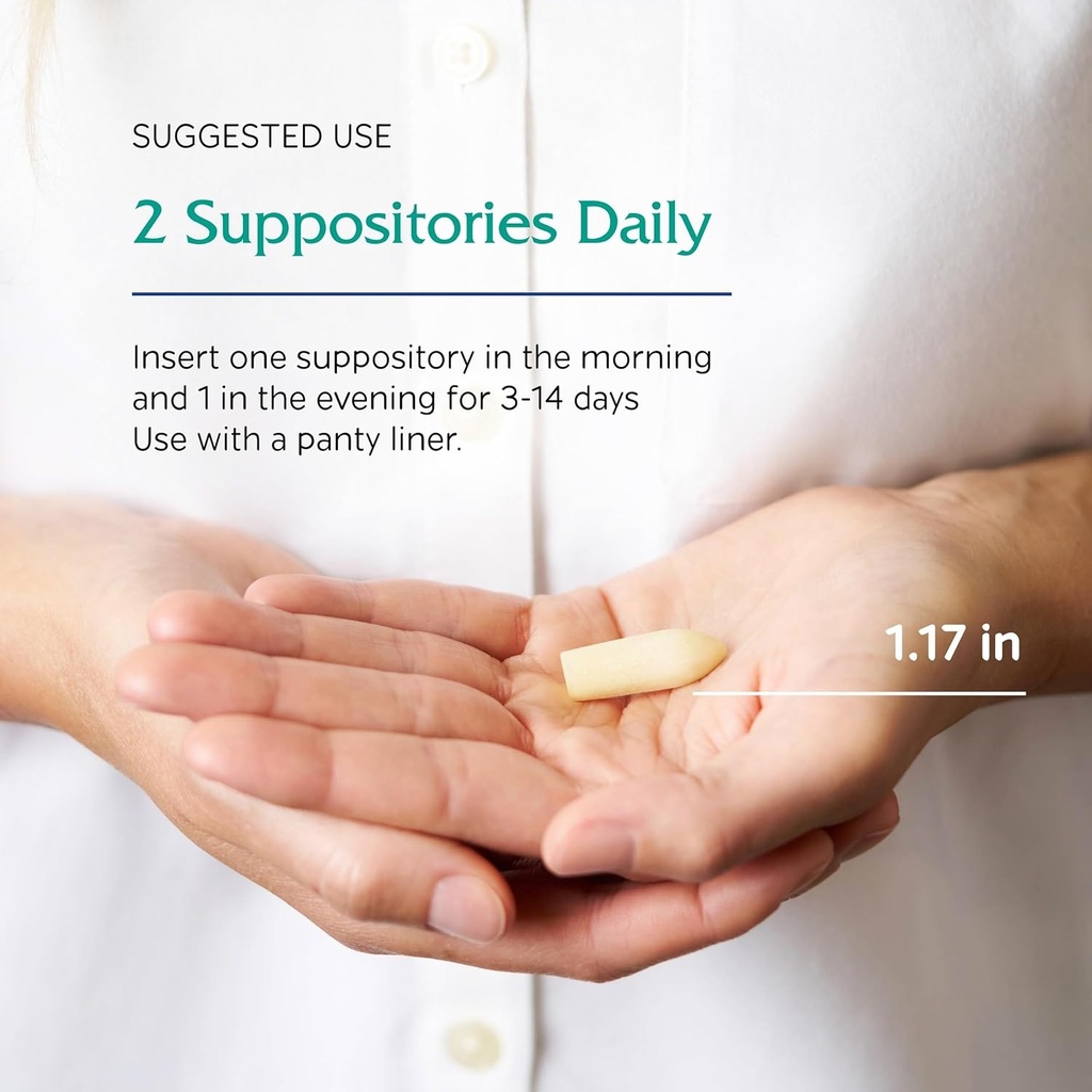 Vitanica Yeast Arrest, Homeopathic Vaginal Suppositories, for Yeast Infection Symptoms, Relieves Burning, Itching & Discharge, with Boric Acid, Tea Tree Oil & Probiotics, Vegan (Pro Logo, 14ct) 5