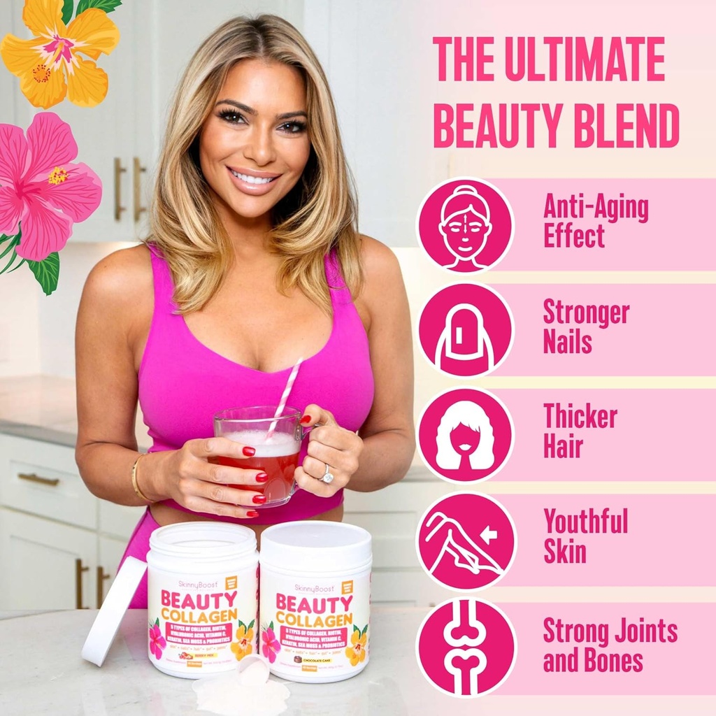 Beauty Collagen Powder-5 Types of Hydrolyzed Collagen, Sea Moss, Biotin, Keratin, Hyaluronic Acid, Vitamin C and Probiotics–Hair, Skin, Nails- All Natural, Made in USA-45 Servings- Mixed Berry 4