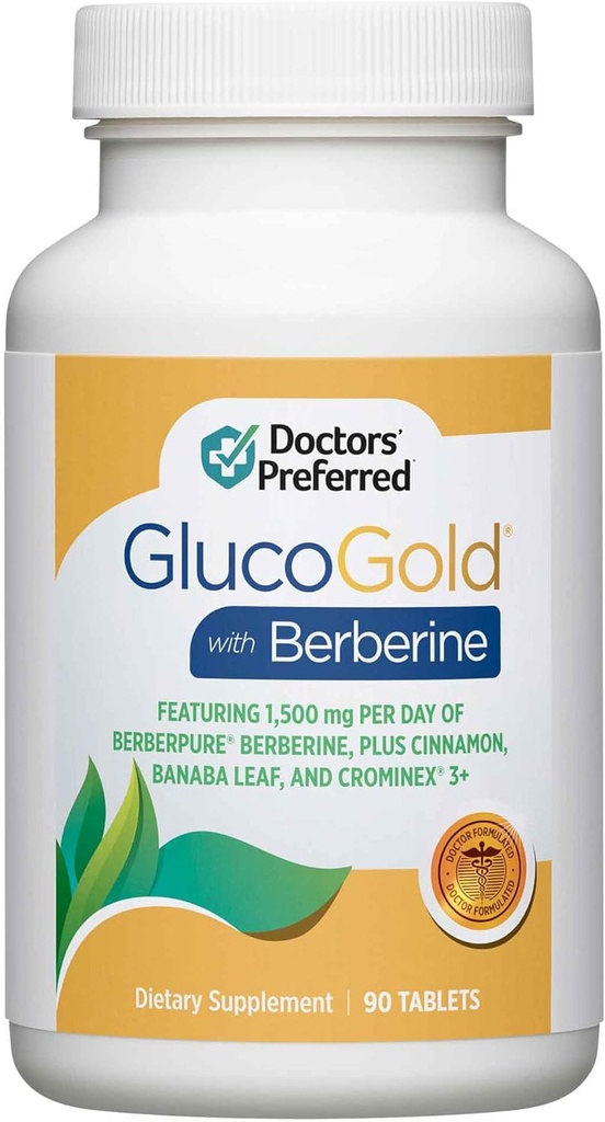 DOCTORS' PREFERRED GlucoGold with Berberine, Concentrated Cinnamon, Chromium, Banaba Leaf Extract (90 Tablets) 2